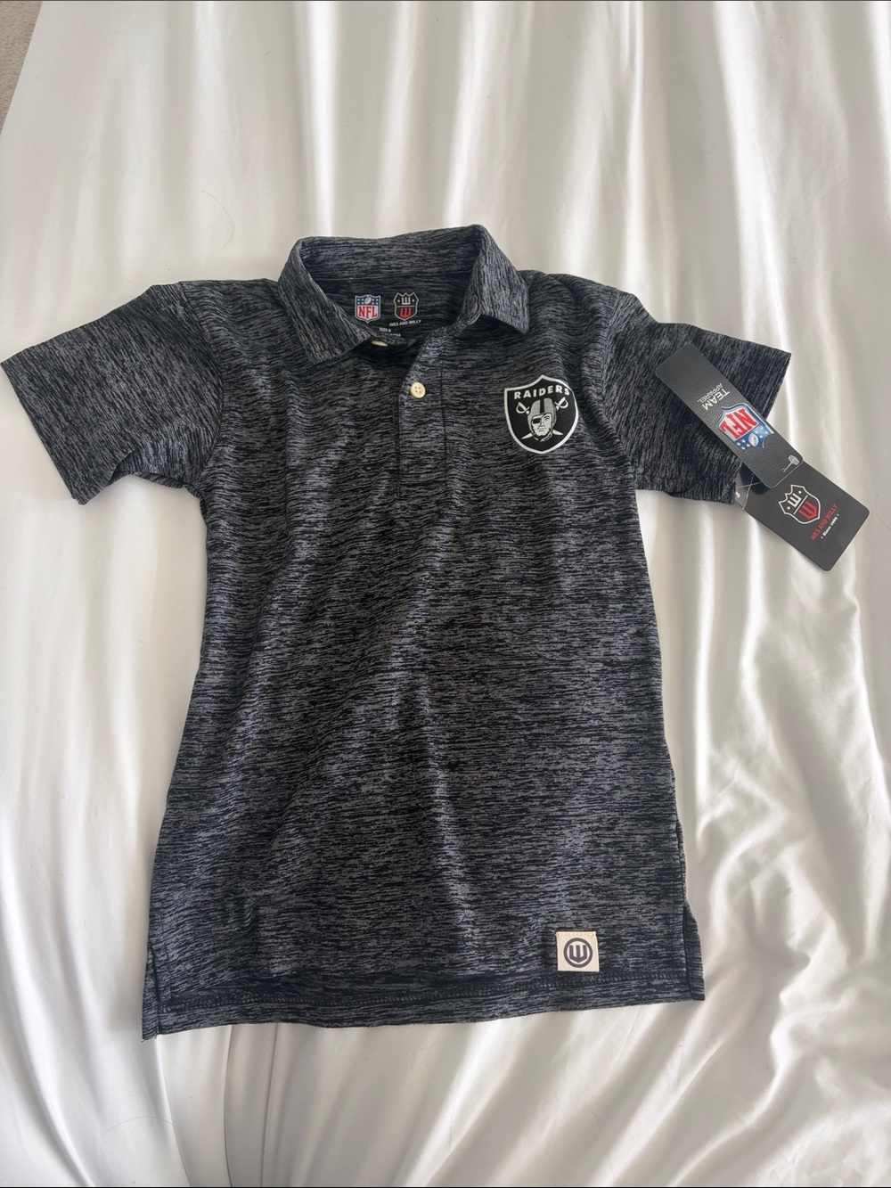 Raiders Heather Black Kids Polo Shirt